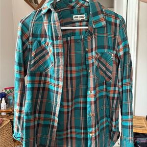 Vans Turquoise and Brown Checkered Shirt